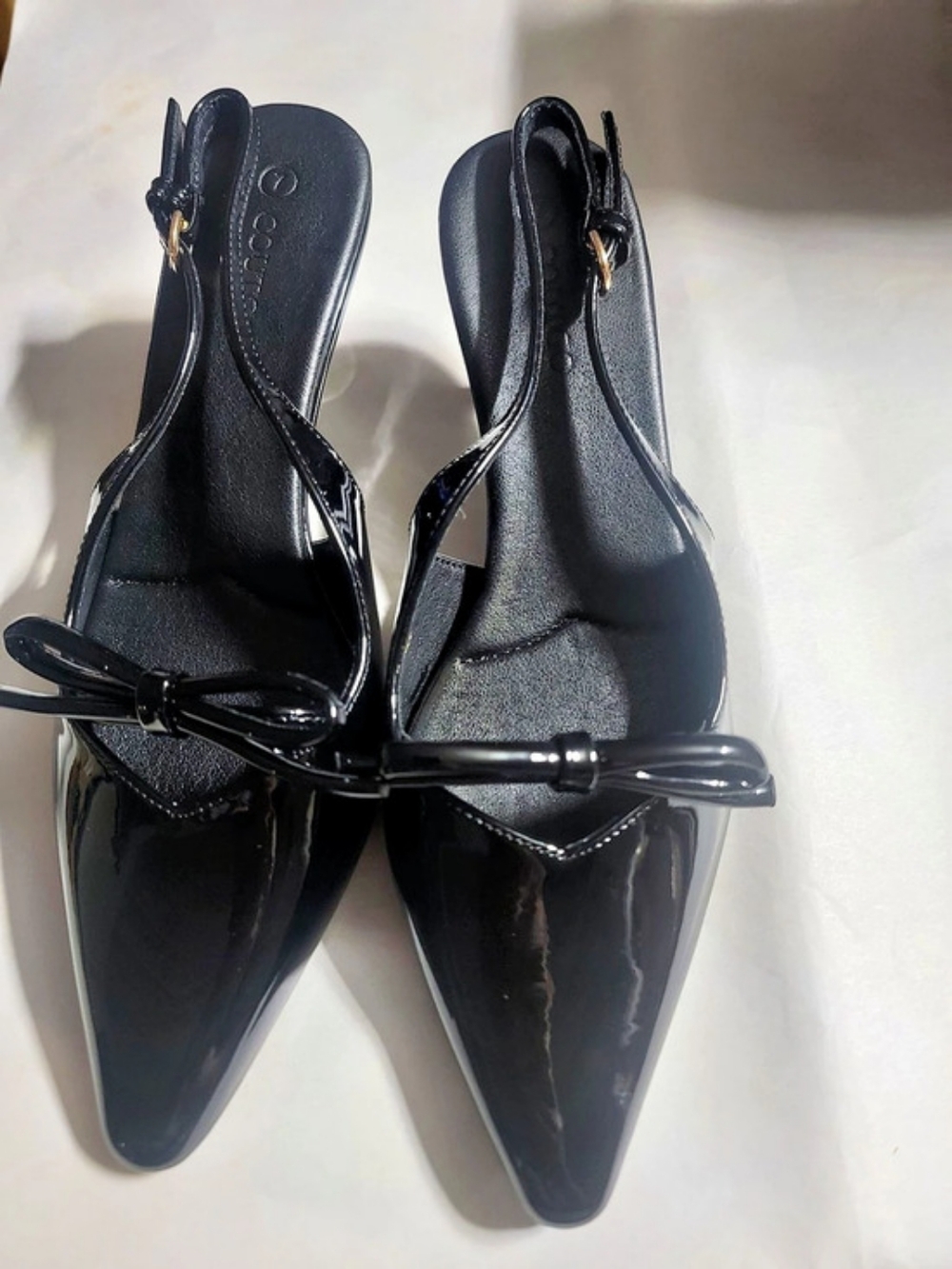 Coutgo Women's Bow Slingback Pointed Toe Pumps Bow Slingback Pointed Toe Heels